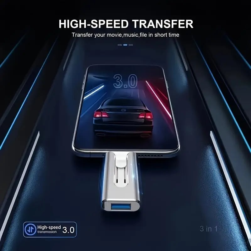 32~256GB Micro USB + 8 Pin + USB 3.0 4 in 1 Mobile Phone Computer U-Disk