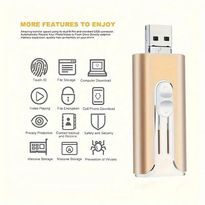 32~256GB Micro USB + 8 Pin + USB 3.0 4 in 1 Mobile Phone Computer U-Disk