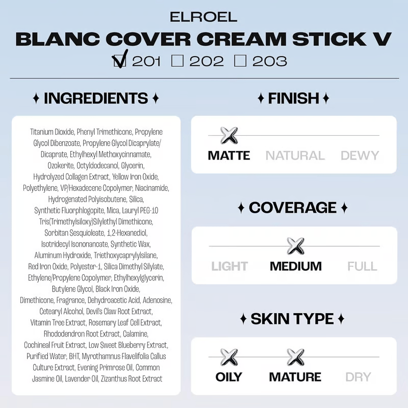 🌟Cream Stick V White Korean Color-Changing Foundation Stick with Volufiline