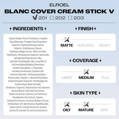 🌟Cream Stick V White Korean Color-Changing Foundation Stick with Volufiline