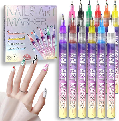 ⚡🎨12 Colors Nail Art Pens Set