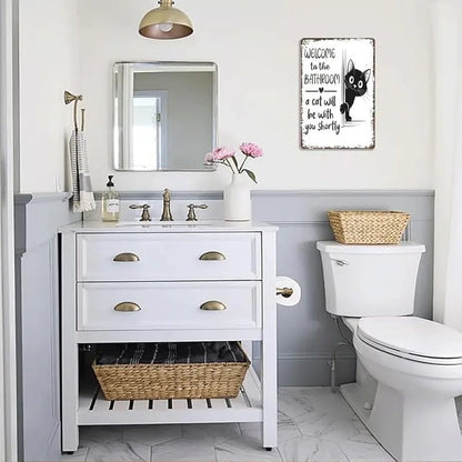 Vintage Black & White Cat Wall Art