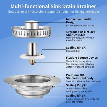 🔥 Last Day 49% OFF 🔥3 in 1 Kitchen Sink Drain Strainer Kitchen Gadgets