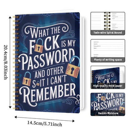 🔥Last Day 49% OFF - 📅Funny Password Notebook - Spiral Bound with Lock Icons & Funny Security Phrases✍️