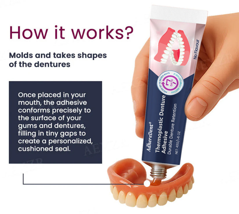 AdhereDent®  Thermoplastic Denture Adhesive ⏳ Durable Denture Retention