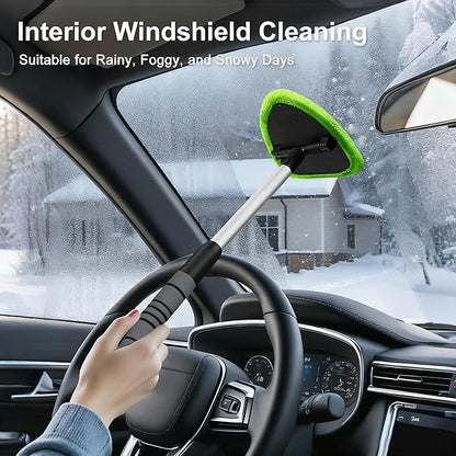 💥 💥  🔥  Windshield Cleaning Tool, Microfiber Car Window Cleaner with 4 Reusable and Washable Microfiber Pads and Extendable Handle