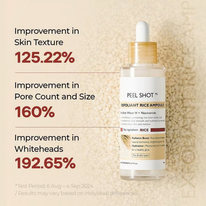 Peel Shot Glow Rice Ampoule Duo - Serums for Brightening, Exfoliating, and Moisturizing🌾