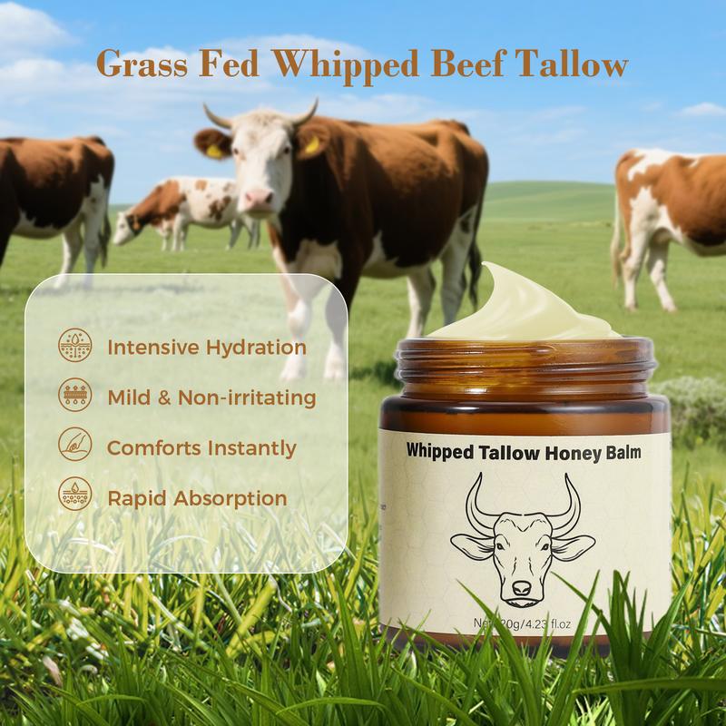 🌿 Lopeie Grass-Fed Tallow Honey Cream (4oz) — handmade, natural, lavender-scented moisturizer for deep hydration and dry-skin relief