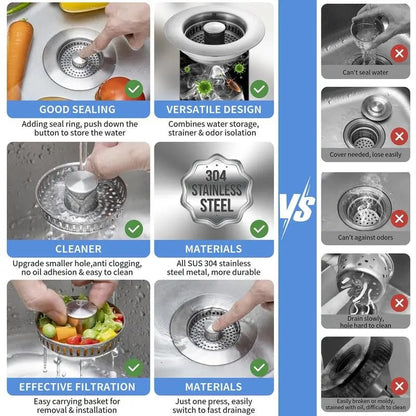 🔥 Last Day 49% OFF 🔥3 in 1 Kitchen Sink Drain Strainer Kitchen Gadgets