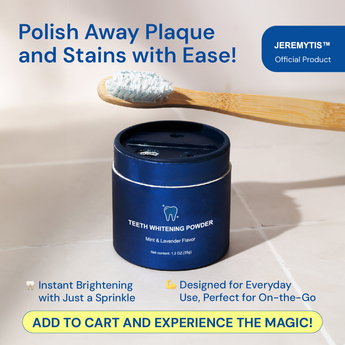 Magic Whitening Toothpaste JEREMYTIS™  Powder with Hydroxyapatite - World's First & Only! Sprinkle or Dip!