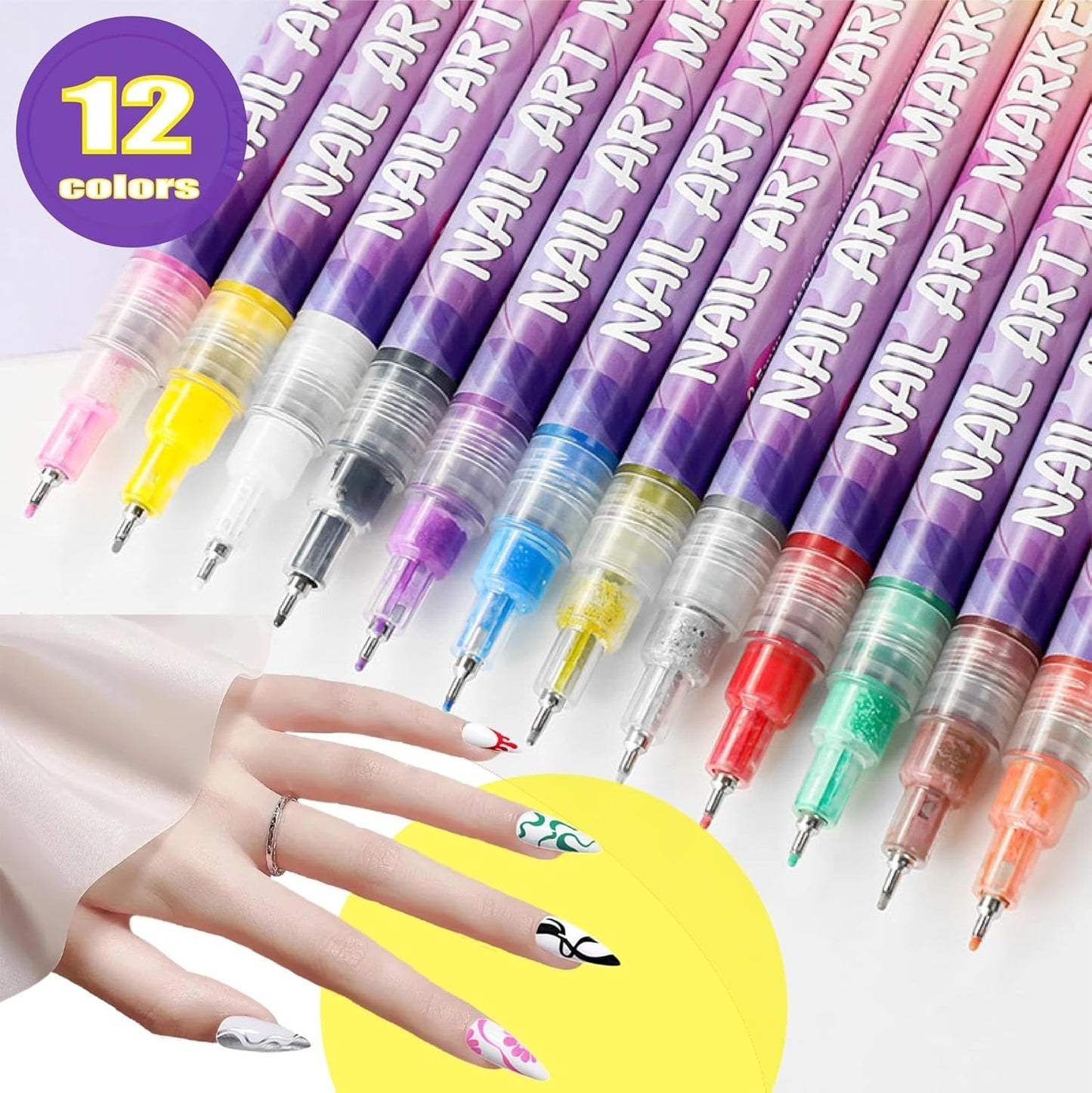 ⚡🎨12 Colors Nail Art Pens Set