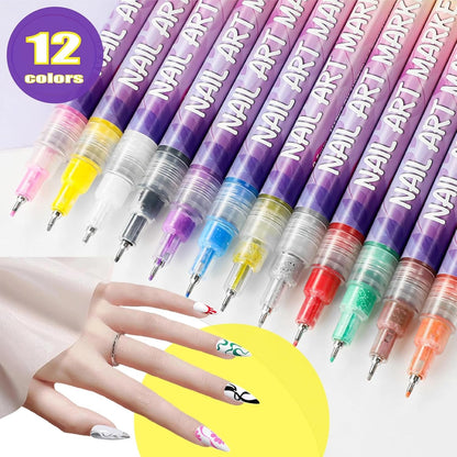 ⚡🎨12 Colors Nail Art Pens Set