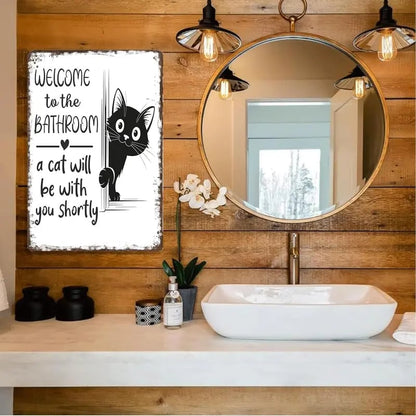 Vintage Black & White Cat Wall Art