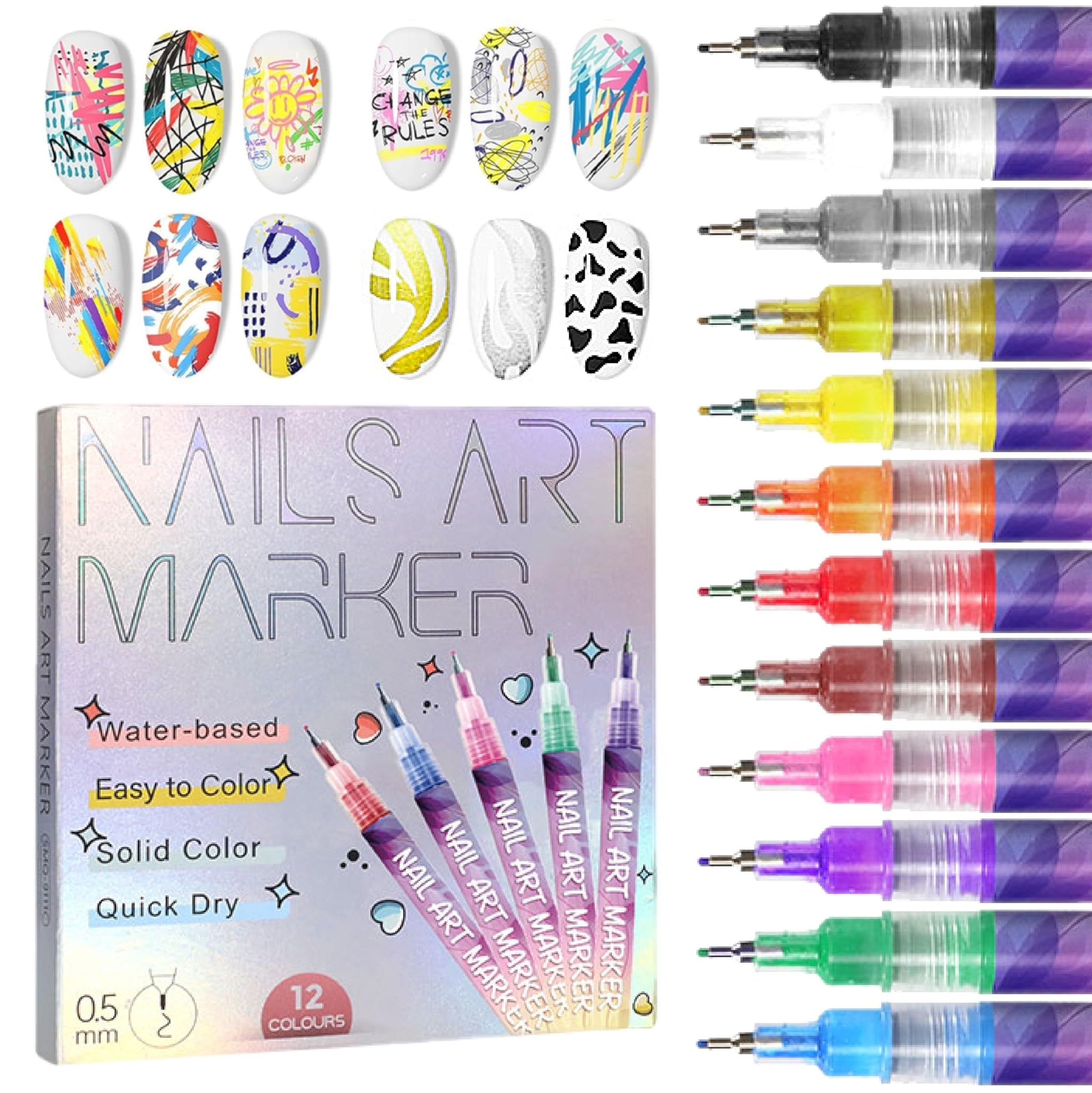 ⚡🎨12 Colors Nail Art Pens Set